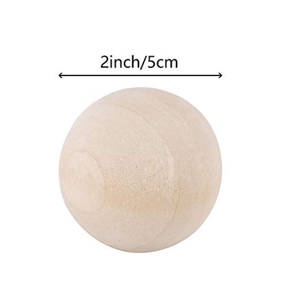 ZOENHOU 25 Pieces 2 Inch Wooden Round Ball, Unfinished Natural Wooden Ball Wood Craft Balls Small Wooden Balls for Crafts and DIY Projects - WoodArtSupply