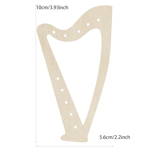 30 Pack 4 Inch Wood Harp Cutouts Unfinished Wooden Harp Hanging Ornaments DIY Harp Craft Gift Tags for Home Party Decoration Craft Project