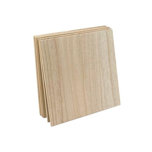 6 Pack MDF Wood Boards 10"x10"-1/4th inch Thick Wooden Planks, Double Sided Veneered MDF Sheet for Homemade DIY Crafts - WoodArtSupply