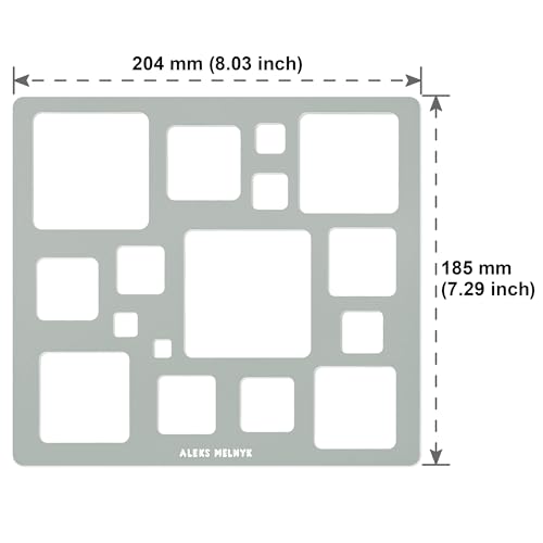 Aleks Melnyk #209 Metal Squares Template, Squares Stencil, Squares Master, Art Squares Tool, Isometric Drawing Template, Lapidary, Cabochons,