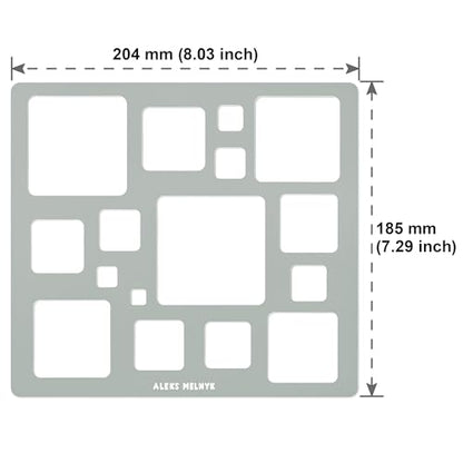 Aleks Melnyk #209 Metal Squares Template, Squares Stencil, Squares Master, Art Squares Tool, Isometric Drawing Template, Lapidary, Cabochons,