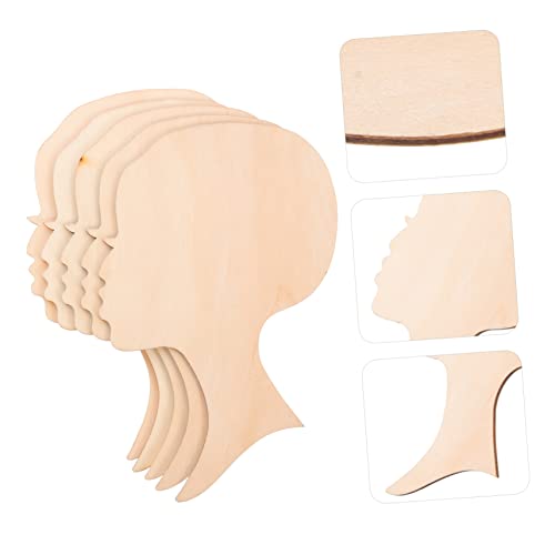 EXCEART 10pcs Painting Wood Chips Wooden Silhouette Head Wood Painting Crafts Mother Day Door Sign Wood Bead Wreath Doll Heads for Crafts Mother and EXCEART