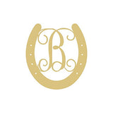 Horseshoe Monogram Unfinished Wood Home Decor Farm Horse Arena Door Hanger MDF Shaped Canvas Style 1 (12", B) Diverse Woodworking