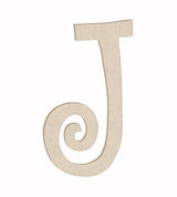 12" Curlz Unfinished Wood Letter Initial Monogram J (Sizes 12"-30") NEXTCraft