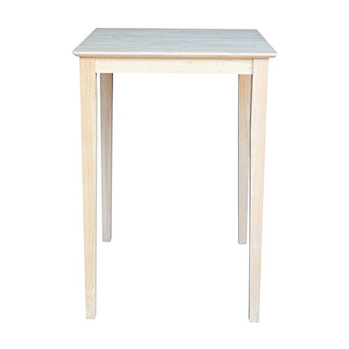 IC International Concepts Solid Wood Top Bar Height Table, Unfinished IC International Concepts