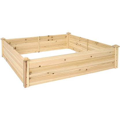 Sunnydaze 48-Inch Square Wood Raised Garden Bed - Outdoor Elevated Planter Box for Flower, Vegetable, and Herb Gardening