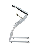 SD STUDIO DESIGNS Triflex Drawing Table, Sit to Stand Up Adjustable Office Home Computer Desk, 35.25" W X 23.5" D, Silver/Blue Glass SD STUDIO DESIGNS