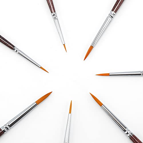 Transon Small Detail Paint Brushes 7pcs for Model Painting Acrylic, Gouache, Oil, Tempera and Face Painting TRANSON