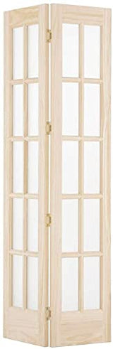 LTL Home Products 872530 Classic French Traditional Divided Glass French Bifold Intior Wood Door, 36" x 80" Unfinished Pine LTL Home Products