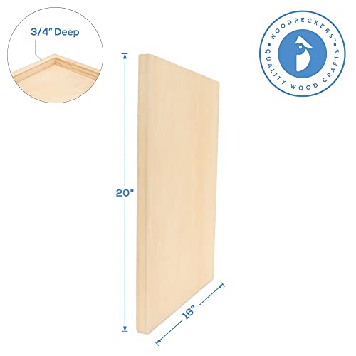 Large Birch Painting Panel 16 x 20 x 3/4-inch, Pack of 2 Wood Canvas Boards for Painting, Blank Signs for Crafts, by Woodpeckers Woodpeckers