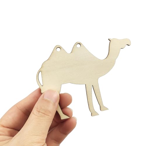 30 Pack Wood Camel Cutouts Unfinished Wooden Camel Hanging Ornaments Animal Shape DIY Camel Craft Gift Tags for Home Party Decoration Craft Project