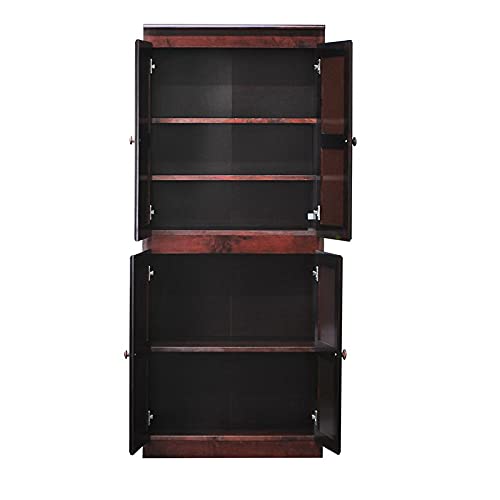 Bowery Hill Traditional 72" Wood Storage Cabinet with 5-Shelves in Cherry