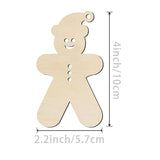 Christmas Hat Gingerbread Man Shape Unfinished Wood Gingerbread Man Blank Wood Pieces Wooden with Twines Art Ornaments for Christmas Wedding Birthday Zontween