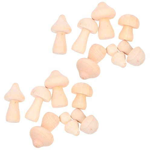 VICASKY 18pcs Unfinished Wood Mushrooms Large Wood Mushrooms Big Wood Mushrooms Ornaments Unfinished Wooden Mushroom Toy Set Mushrooms Unpainted Wood VICASKY