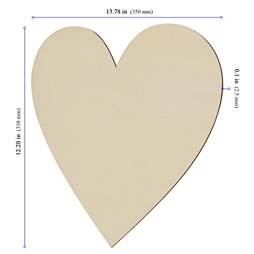 KEILEOHO 18 PCS 13.8 Inch Unfinished Wooden Heart, Heart Shaped Wood, Large Heart Wood Cutout, Heart Shaped Wood Blanks for Door Hanger, Valentine’s KEILEOHO