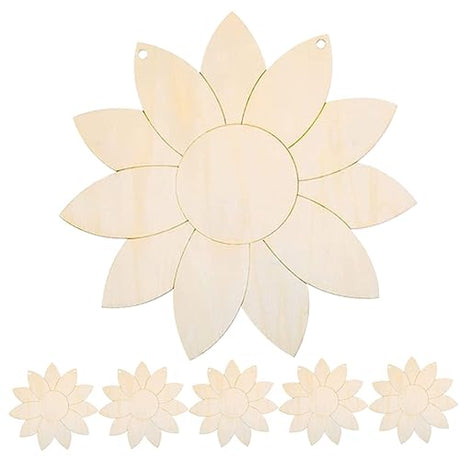 6pcs Sunflower Chips Wooden Sign Wooden Decor DIY Crafts DIY Wood Embellishments Unfinished Flower Cutouts Colorful Ornaments Wooden Pendant Graffiti SEWACC