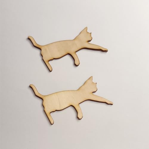 Set of 4 Unfinished Wooden Playful Cats Reaching Different Sizes 4'',6'',8'' and 12'',Cat Blank Cutout for DIY Wreath,Crafts Wall Decoration Pendants RUIXUAN