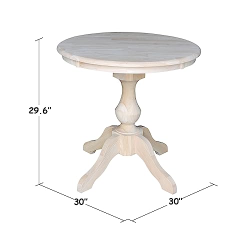 International Concepts 30" Round Top Pedestal Table-28.9" H, Unfinished IC International Concepts