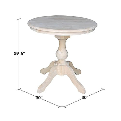 International Concepts 30" Round Top Pedestal Table-28.9" H, Unfinished