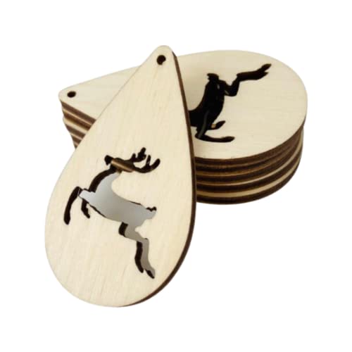 ALL SIZES BULK (12pc to 100pc) Unfinished Wood Laser Cutout Reindeer Deer Dangle Earring Jewelry Blanks Shape Ornaments Crafts Made in Texas Texan Wood Crafts