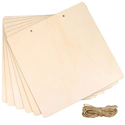 FSWCCK 7 Pieces 12 Inch Blank Wood Squares for Crafts, Unfinished Wood Squares Wooden Cutouts for DIY Crafts, Door Hanger, Sign, Wood Burning,