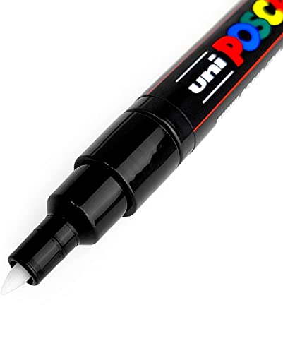 Posca - Ultra Fine to Fine Paint Marker Pens Set - PC-1MR, PC-1M, PC-3M - Black Ink - Pack of 3 - WoodArtSupply