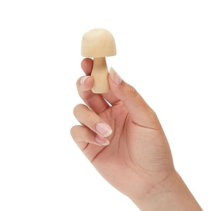 Mini Wooden Mushrooms to Paint, Unfinished Wood Figurines for Craft Ornament (7 Sizes, 14 Pack)