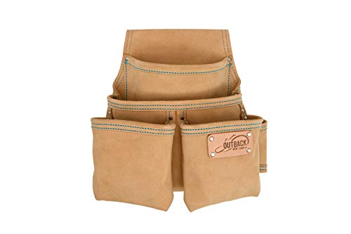 OX Tools OX-T264104 Trade Series Suede Leather Fastener Pouch - 4 Pockets, Multiple-Pockets, Heavy Duty Leather & Reinforced Riveting OX Tools