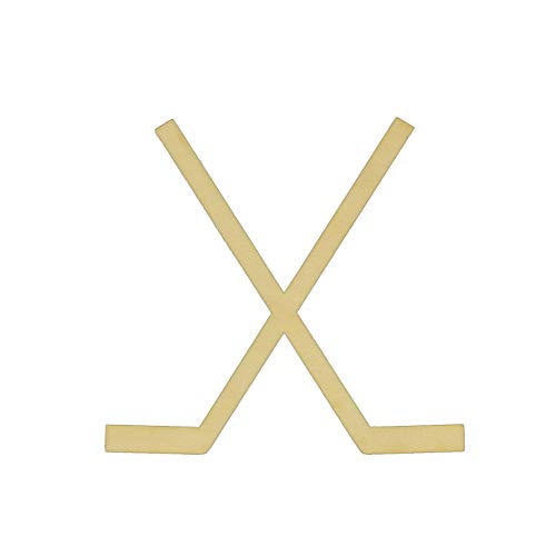 Unfinished Crossed Hockey Sticks Wood Cutout Available in a Variety of Sizes and Thicknesses (1/8" Thickness, Small 4.25" x 4" (Package of 10)) - WoodArtSupply