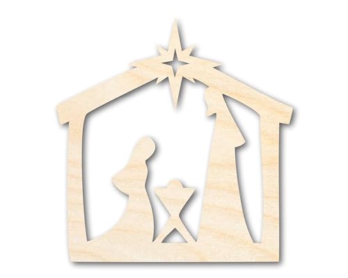 Unfinished Wood Nativity Scene Silhouette | DIY Christmas Craft Cutout | up to 36" DIY 6" / 1/2" 24 Hour Crafts