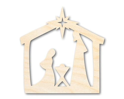 Unfinished Wood Nativity Scene Silhouette | DIY Christmas Craft Cutout | up to 36" DIY 6" / 1/2" - WoodArtSupply