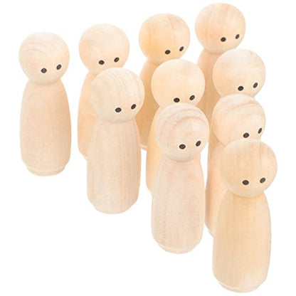 MAGICLULU 10pcs Wooden Peg Dolls Bodies Wooden Figures Decorative Peg Doll People for DIY Painting Craft Art Projects
