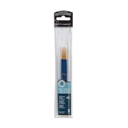 Royal & Langnickel Royal Zip N' Close Gold Taklon Detail 3-Piece Brush Set (RSET-9109) - WoodArtSupply