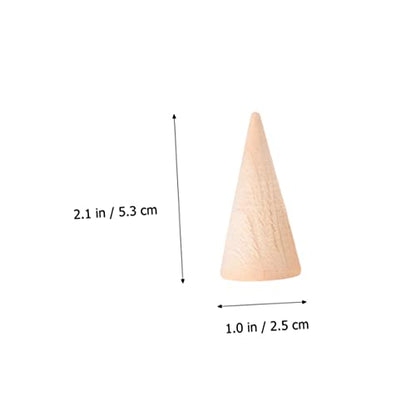 VILLCASE 30 Pcs Miniature Holder Cone Wood Mini Monitor Wood Am Ornament Jewelry Holder Stand Wood Decorative Peg Miniature Paint DIY Craft Cone