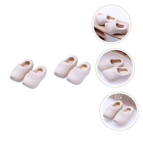 Zerodeko 2 Pairs Clogs Tiny Shoes Unfinished Doll Ornament Mini Unfinished Shoes Make Your Own Statue Dollhouse Sneaker Simple Mini Klompen Dollhouse Zerodeko