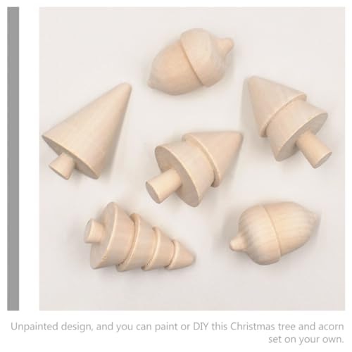 VILLCASE Unfinished Wood Christmas Tree Unfinished Wood Acorn Wood Doll Peg Tree Blank Wood Xmas Tree Crafts for DIY Arts Drawing Painting Craft VILLCASE