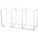Cerpourt Clear Makeup Brush Organizer,Acrylic Cosmetic Brushes Storage Holder with 3 Slots,Pencil Pen Holder for Desk,Desk Organizer and Accessories Cerpourt