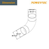 POWERTEC 70105 4" Elbow Dust Hose Connector, Black, 4", 90 Degree Elbow POWERTEC