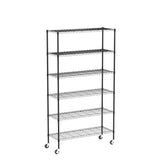 HCY Garage Shelving, 82x48x18 Metal Shelves 6 Tier Wire Shelving Unit Adjustable Heavy Duty Sturdy Steel Shelving with Casters for Pantry Garage HCY