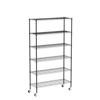 HCY Garage Shelving, 82x48x18 Metal Shelves 6 Tier Wire Shelving Unit Adjustable Heavy Duty Sturdy Steel Shelving with Casters for Pantry Garage - WoodArtSupply