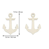 Anchor Shape Hanging Wood Unfinished Wood with Twines DIY Craft Ornament Theme Party Decoration 7.9" 3Pack Samanter