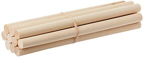 Unfinished Birch Dowel Rods for Crafts – 10-Pack, 3/4 x 12 in. Kiln-Dried Wooden Dowel Rod Craft Sticks in Bulk – Durable Wood Sticks That Resist Hygloss