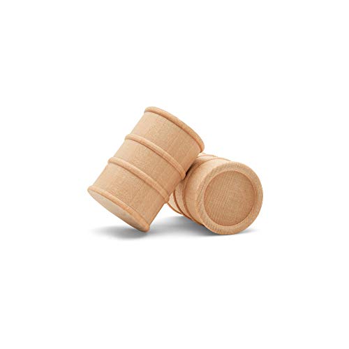 Wooden Oil Drums 1-5/8 Inch, Pack of 25, Small Unfinished Cargo Barrel, Perfect for Miniatures, Scale Models, Play Train Making or Woodworking Craft Woodpeckers