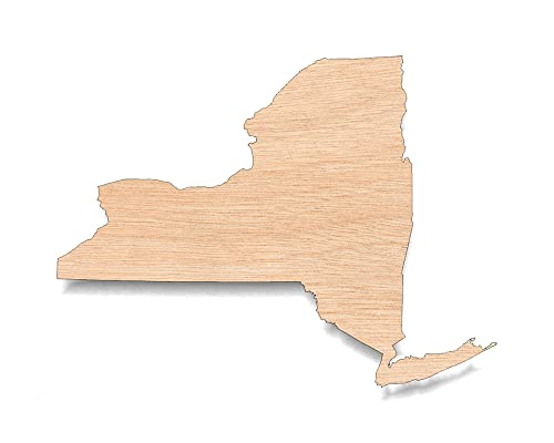 Unfinished Wood for Crafts - New York Ny High Definition Borders State Cutout - Large & Small - Pick Size - Laser Cut Unfinished Wood Cutout Shapes -