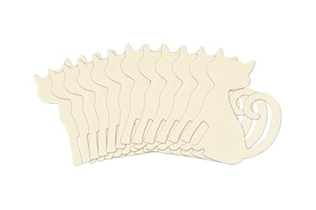 Cat Wood Cutouts - Miniature Shape Natural Unpainted (3 Inches)- Set of 12, Brown (WS224N) Craft Supply