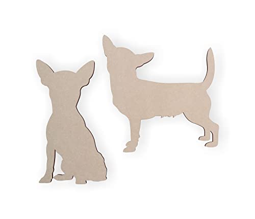 Wooden Chihuahua Dog Silhouette Cutouts (2 Pack) -Unfinished Wood Dog Lovers Gift - WoodArtSupply