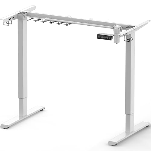 SHW Electric Stand Up Desk Frame Workstation | Ergonomic Standing Height Adjustable Computer Desk for Home and Office | White - WoodArtSupply