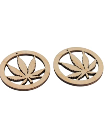 ALL SIZES BULK (12pc to 100pc) Unfinished Wood Wooden Laser Hemp Leaf Marijuana Cannabis Hoops Cutout Dangle Earring Jewelry Blanks Shape Crafts Made Texan Wood Crafts