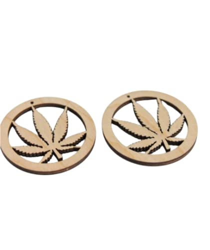 ALL SIZES BULK (12pc to 100pc) Unfinished Wood Wooden Laser Hemp Leaf Marijuana Cannabis Hoops Cutout Dangle Earring Jewelry Blanks Shape Crafts Made