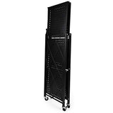 YSSOA 3-Tier Foldable Metal Shelves Heavy Duty Storage Shelving Unit with Wheels, Organizer Shelves for Garage Kitchen, Black YSSOA